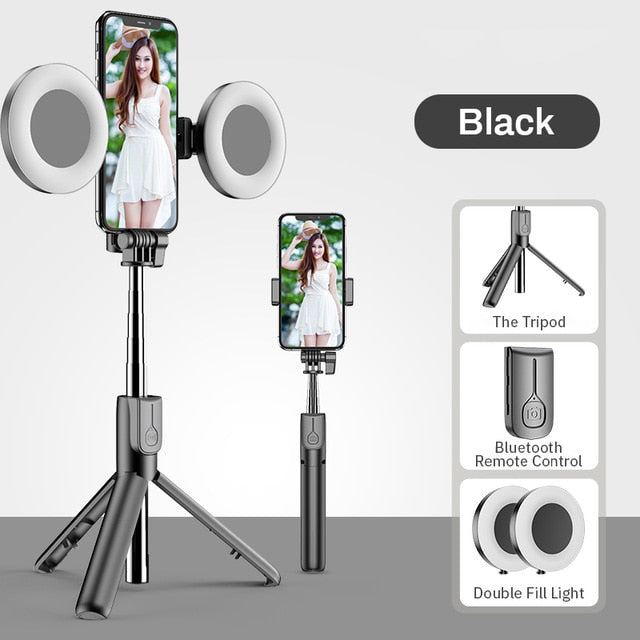 4in1 Wireless bluetooth Selfie Stick LED Ring light