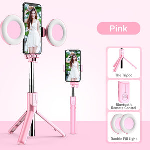 Wireless Bluetooth Selfie Stick with Led Ring Light Foldable Tripod Monopod For iPhone Samsung Android Live Tripod