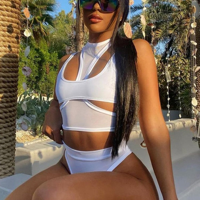 White Sexy Cut Out Tube Top