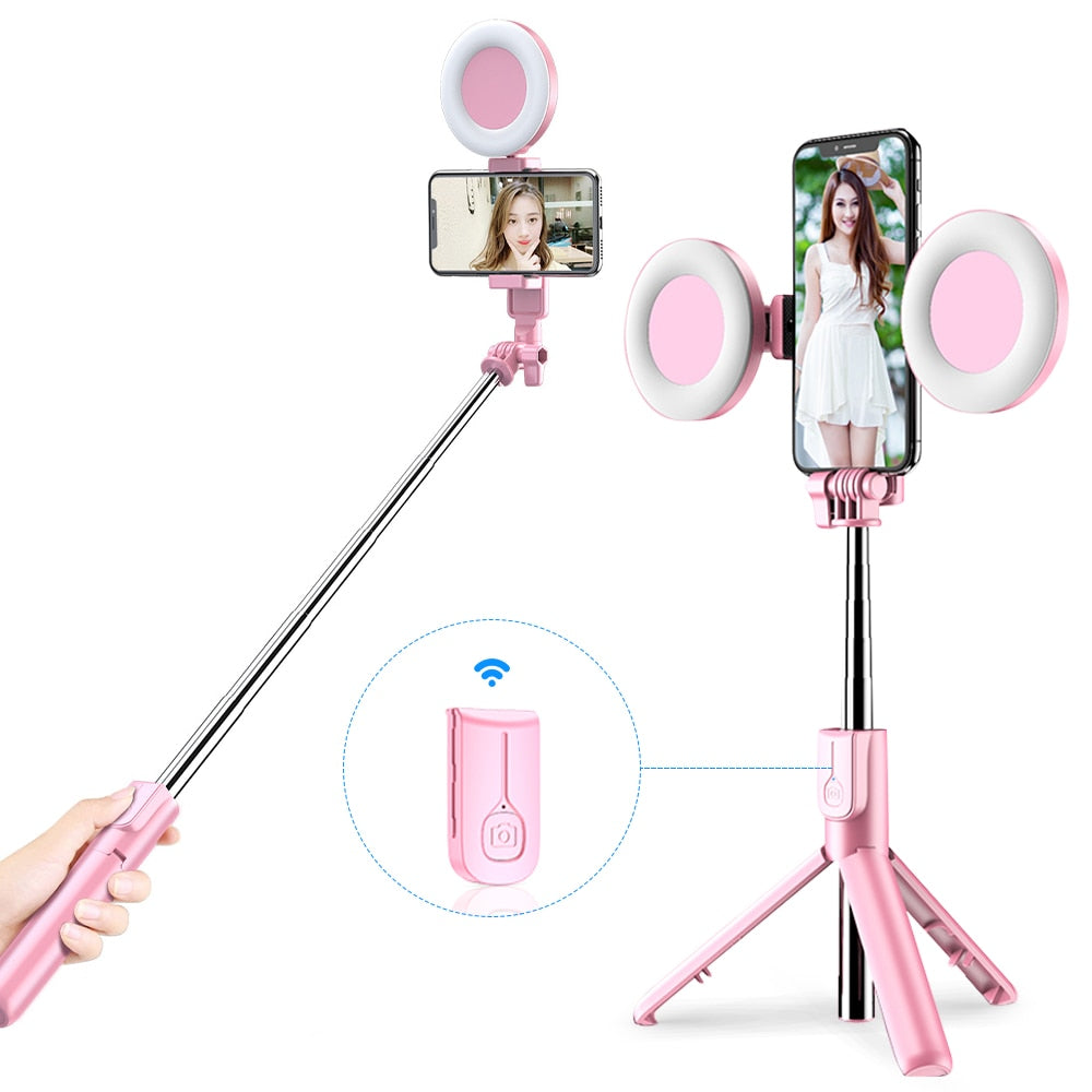 4in1 Wireless bluetooth Selfie Stick LED Ring light
