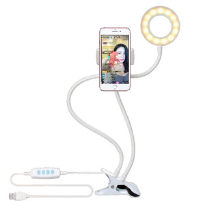Universal Selfie Ring Light with Flexible Mobile Phone Holder Lazy Bracket Desk Lamp LED Light for Live Stream Office Kitchen