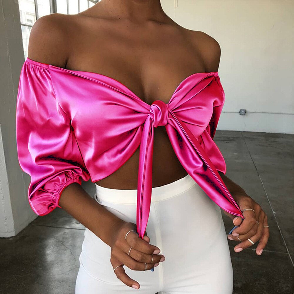 Satin Bow Crop Top