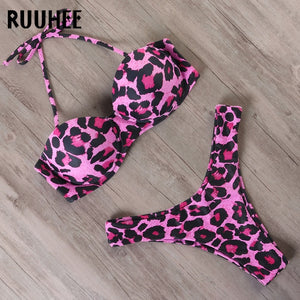 Leopard Brazilian Bikini Set Push Up Bathing Suit