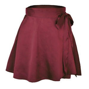 Lace-up  chiffon satin wrap skirt