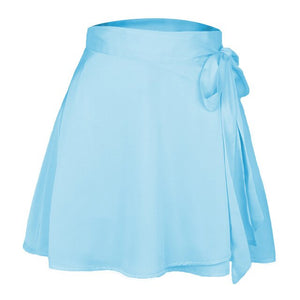 Lace-up  chiffon satin wrap skirt