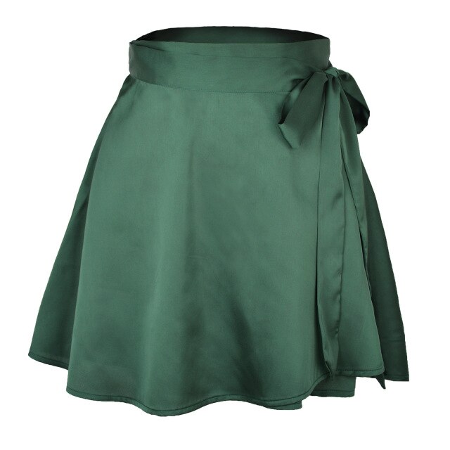 Lace-up  chiffon satin wrap skirt